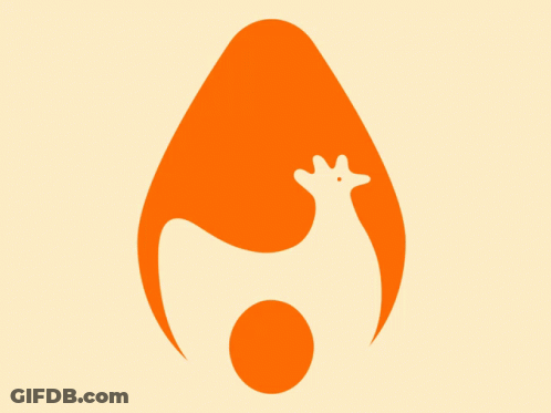 Orange Egg With Chicken And Egg GIF