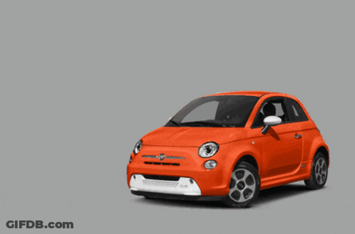 Orange Fiat Car With White Stripe GIF