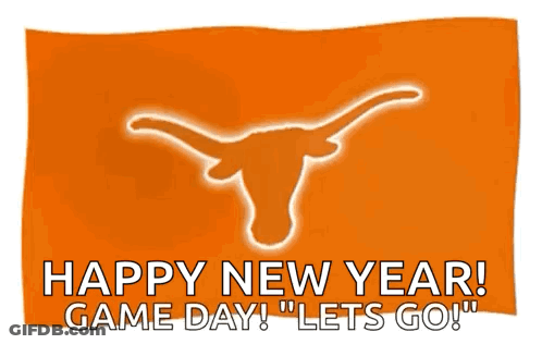 Orange Flag With Longhorn Happy New Year Game Day GIF