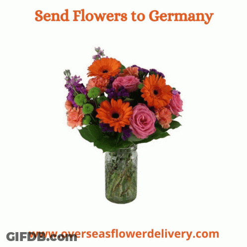 Orange Flower Bouquet In Vase GIF