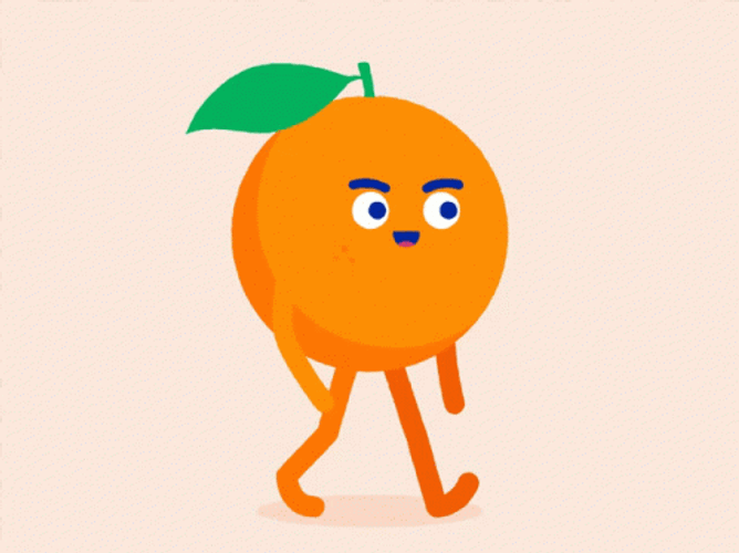 Orange Fruit Cartoon Walking GIF