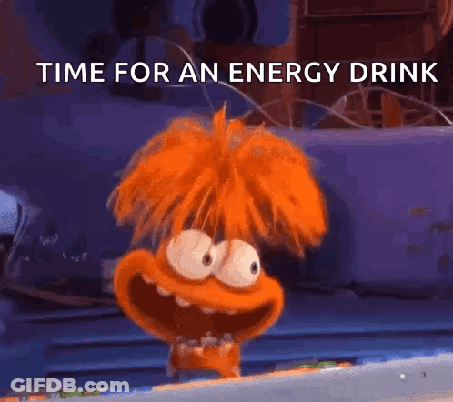 Orange Hair Cartoon Saying Time For An Energy Drink GIF
