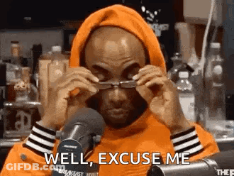 Orange Hoodie Man Adjusting Glasses Well Excuse Me GIF