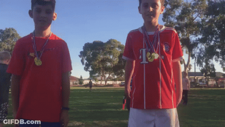 Orange Justice Dance Kids In Red GIF
