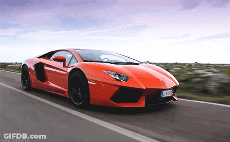 Orange Lamborghini On The Road GIF