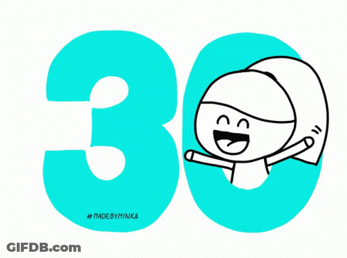 Orange Number 30 With Cartoon Character Inside GIF