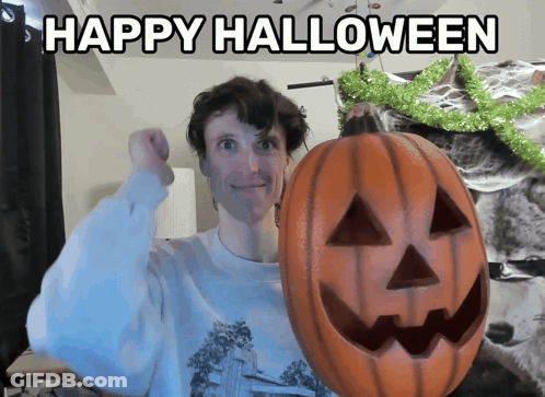 Orange Pumpkin With Carved Face GIF