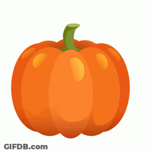 Orange Pumpkin With Green Stem And Leaf GIF