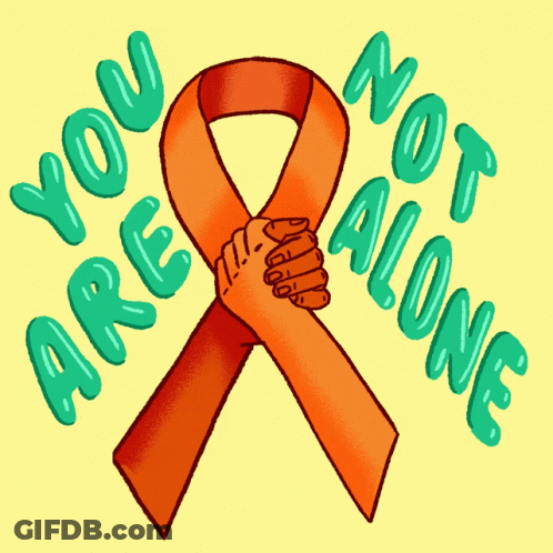 Orange Ribbon Saying You Are Not Alone GIF