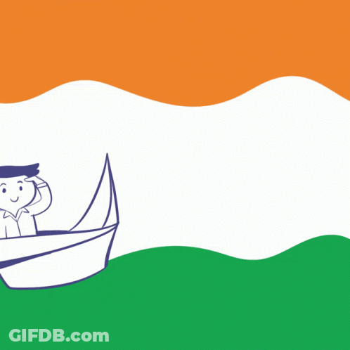 Orange White And Green Flag Saying Vande Mataram In Blue GIF