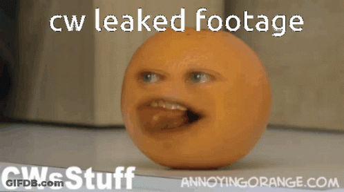 Orange With Tongue Out Saying Cw Leaked Footage GIF