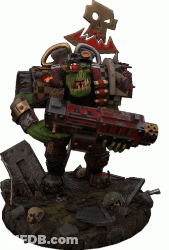 Orc Holding Gun With Skull On Head GIF