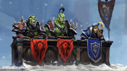 Orcs Sitting At Table With Blue TC Banner GIF
