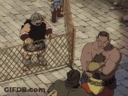 Orcs Talking By Fence GIF