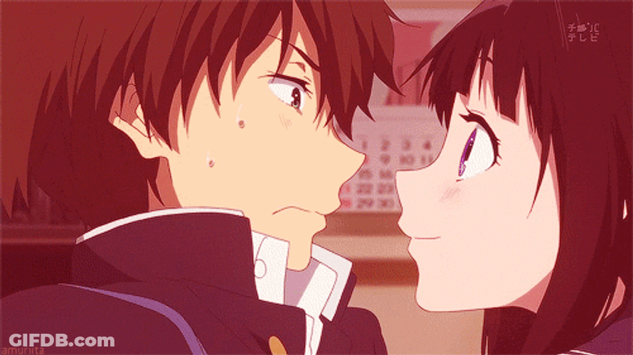 Oreki Houtarou And Eru Face Close GIF