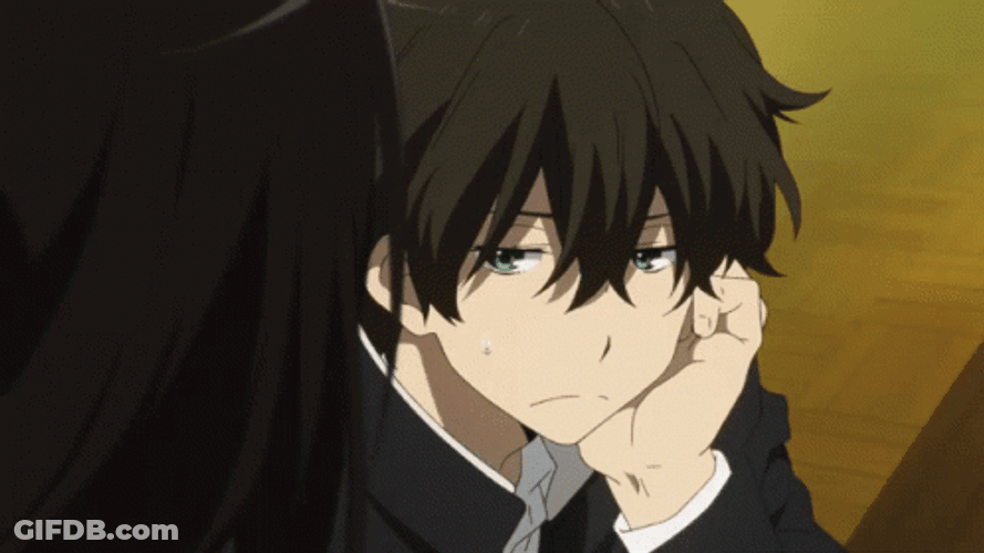 Oreki Houtarou Listening Intently GIF