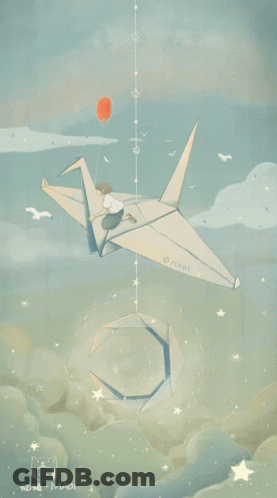 Origami Bird With Maoi GIF