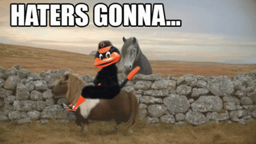 Orioles Mascot Riding A Donkey GIF
