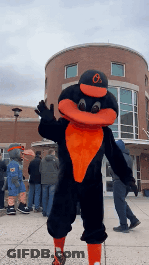 Orioles Mascot Waving Win GIF