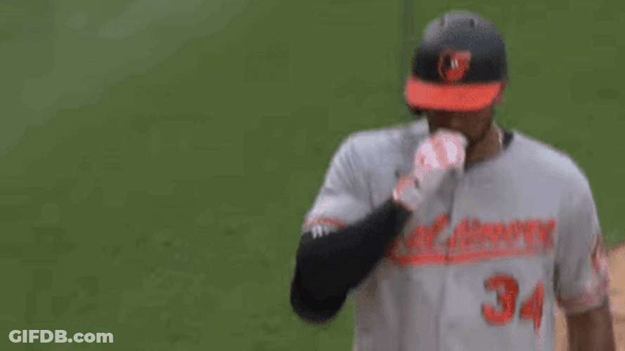 Orioles Win Aaron Hicks Pointing Up GIF