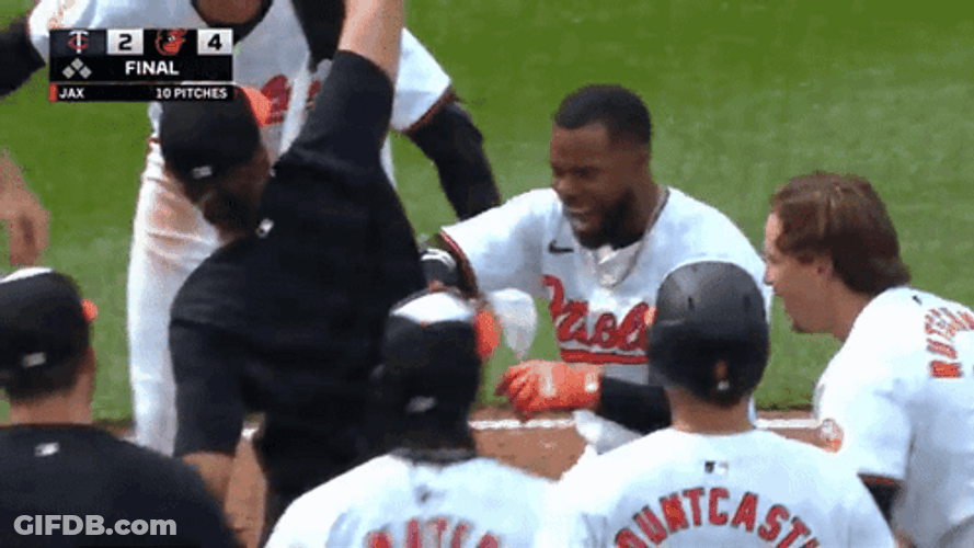 Orioles Win Cedric Mullins Drinking GIF