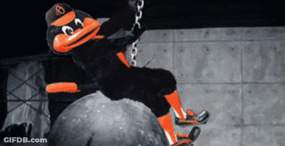 Orioles Win Mascot Wrecking Ball GIF