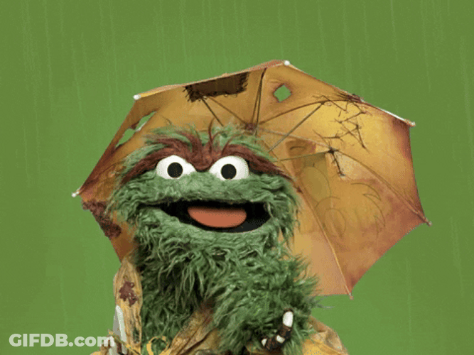 Oscar Grouch Laughing Pouring Rain GIF