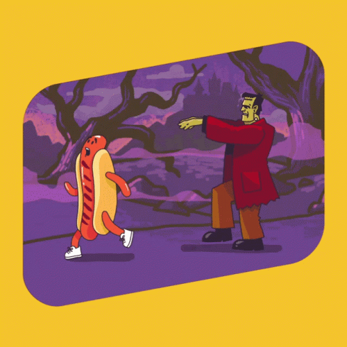 Oscar Mayer Hot Dog Face Halloween Chase GIF