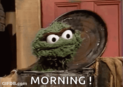 Oscar The Grouch From Sesame Street In Trash Can Morning GIF