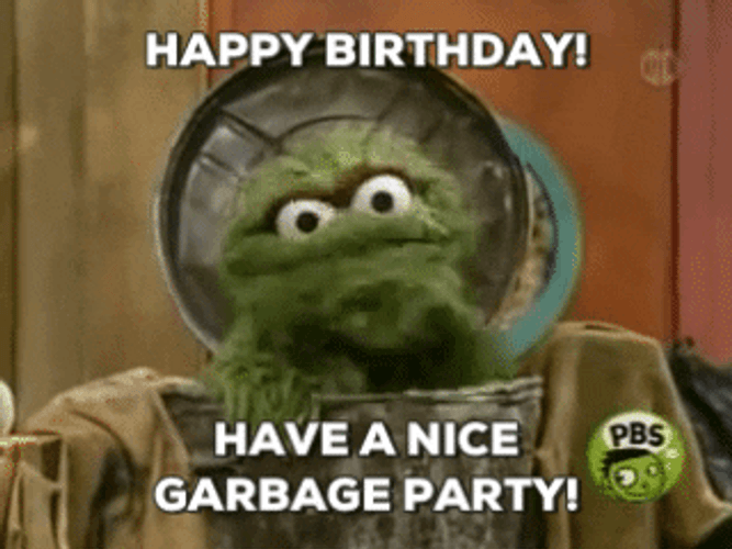 Oscar The Grouch Happy Birthday GIF
