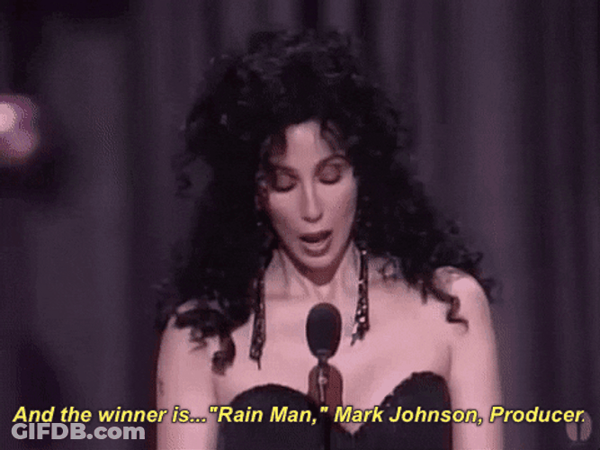 Oscars Winner Rain Man Cher Announced GIF