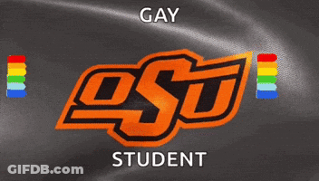 Osu Logo With Gay Student Text On Gray Background GIF