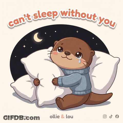 Otter Holding Pillow Can't Sleep Without You GIF