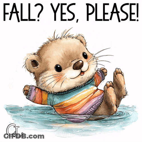 Otter In Sweater Floating Fall Yes Please GIF