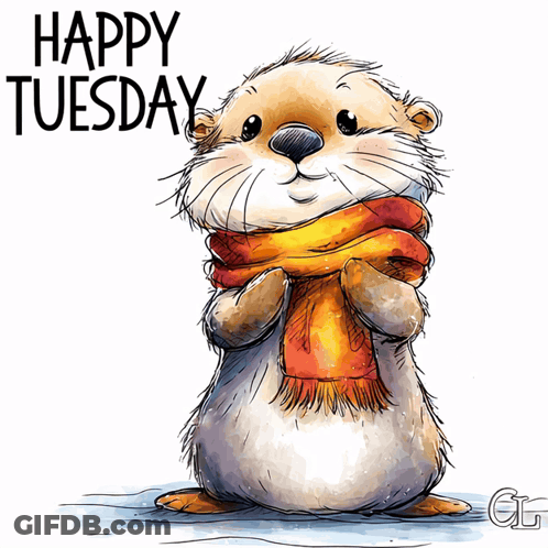 Otter Wearing Scarf Saying Happy Tuesday GIF