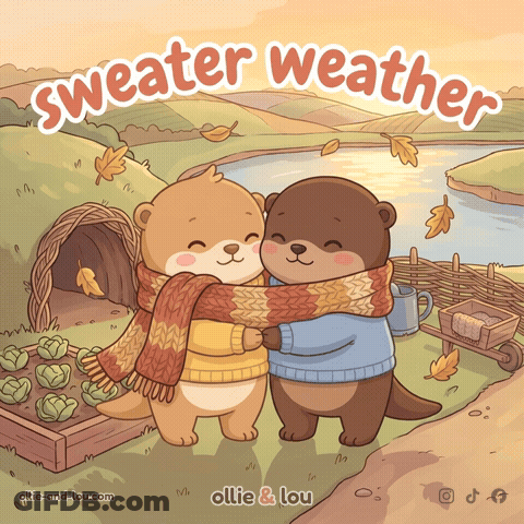 Otters Hugging Sweater Weather GIF