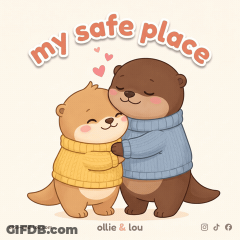 Otters Hugging With My Safe Place GIF
