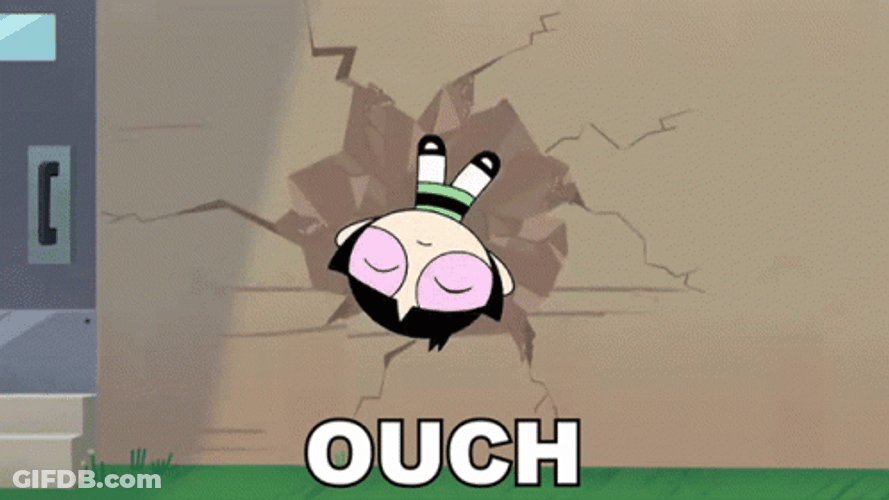 Ouch Buttercup Powerpuff Girls Wall Smacked GIF