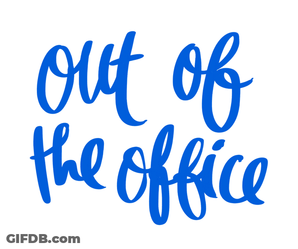 Out Of Office Blue Text GIF