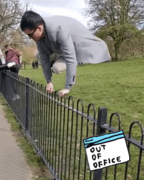 Out Of Office Man Jumping Over Fence GIF