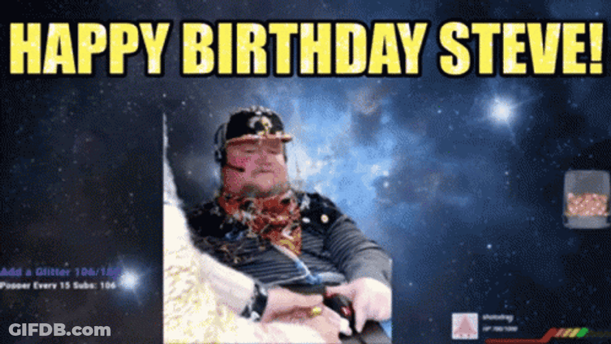 Outer Space Happy Birthday Steve Graphic Art GIF