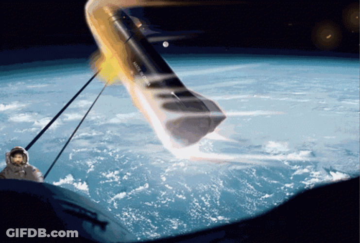 Outer Space Rocket Falling To Earth GIF