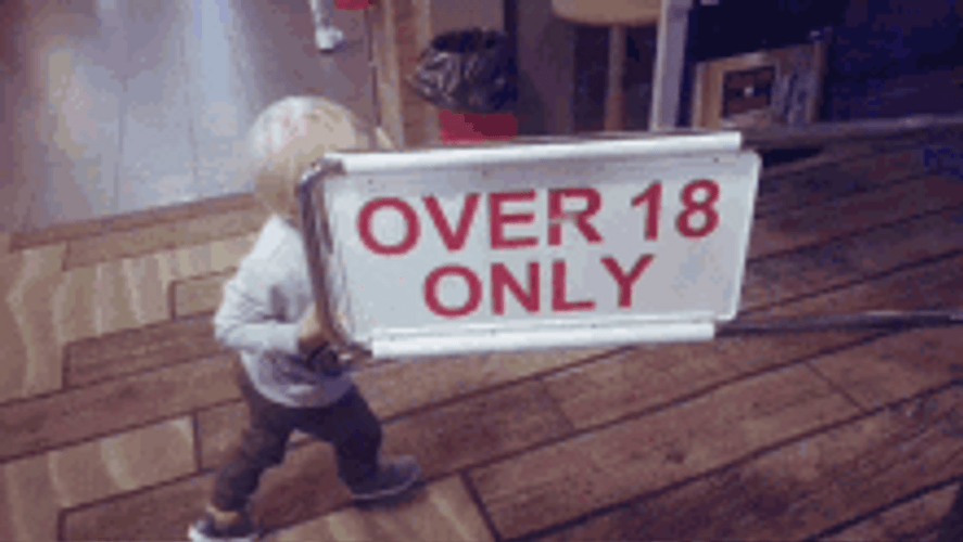 Over 18 Only Funny Baby Entering GIF