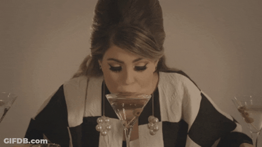 Overflow Wine Drinking Lady GIF