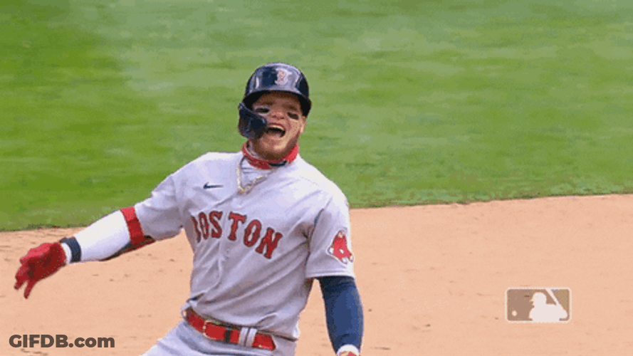 Overjoyed Boston Red Sox Player Expression GIF