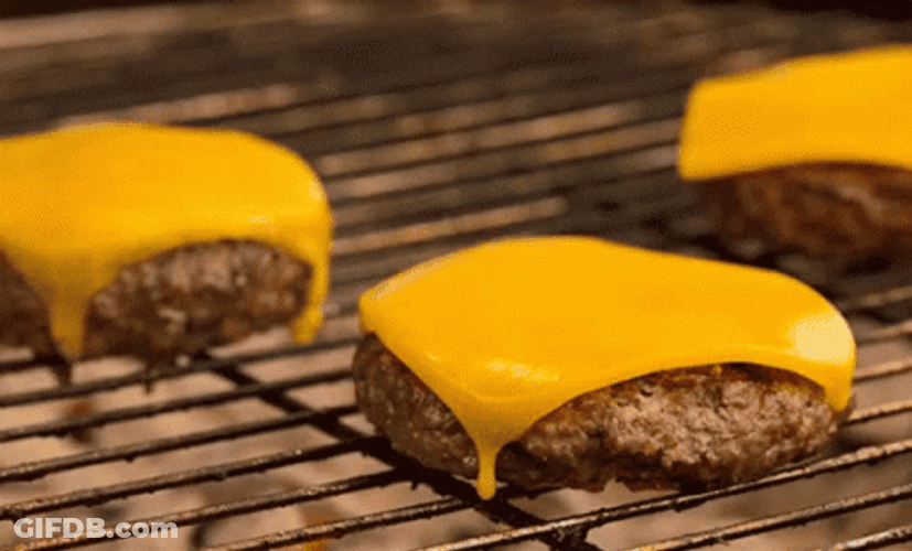 Overload Cheese Burger Grilling GIF