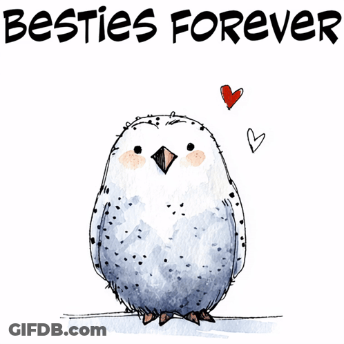 Owl Drawing Saying Besties Forever GIF