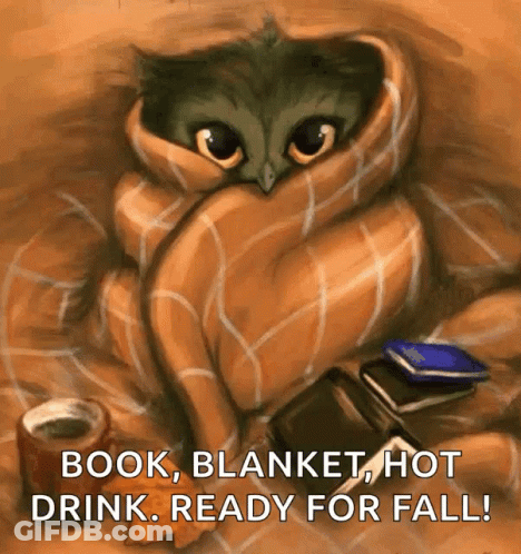 Owl In Blanket Book Hot Drink Ready For Fall GIF