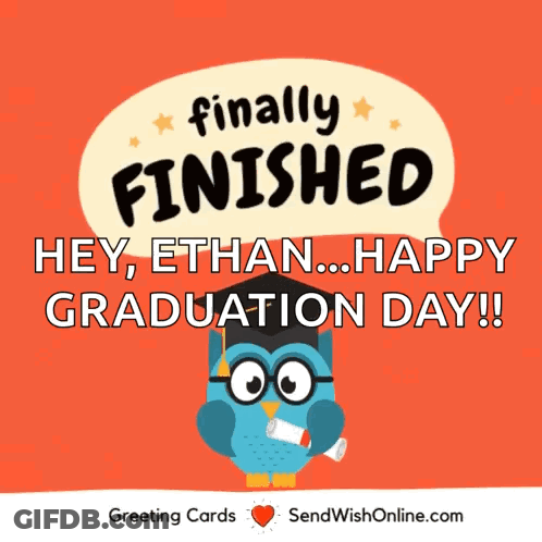 Owl In Graduation Cap And Gown Says Finally Finished GIF
