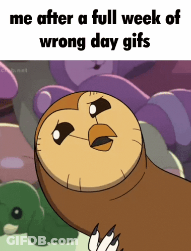 Owl Saying Me After Full Week Wrong Day GIF